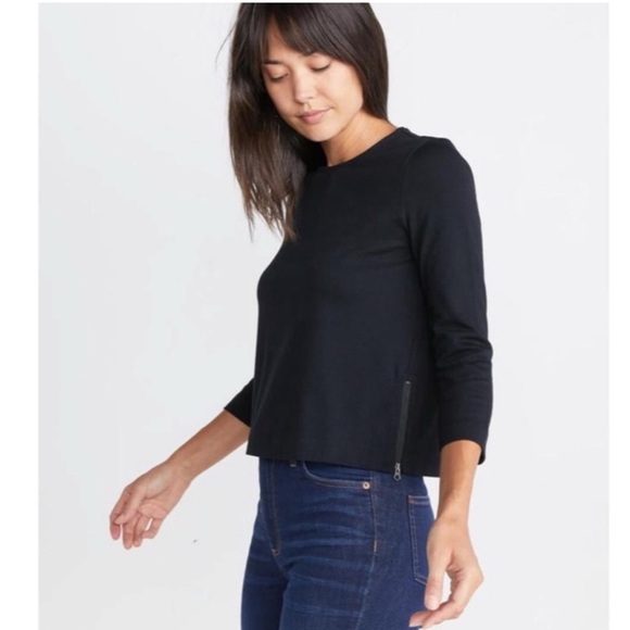Marine Layer Polly side zipper neutral black cotton modal blouse size XS capsule - Picture 3 of 7
